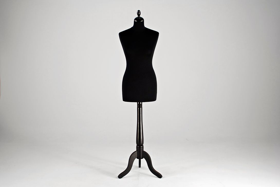 Foto Tailor&#8217;s Dummy Black on Black Wooden Base 1970