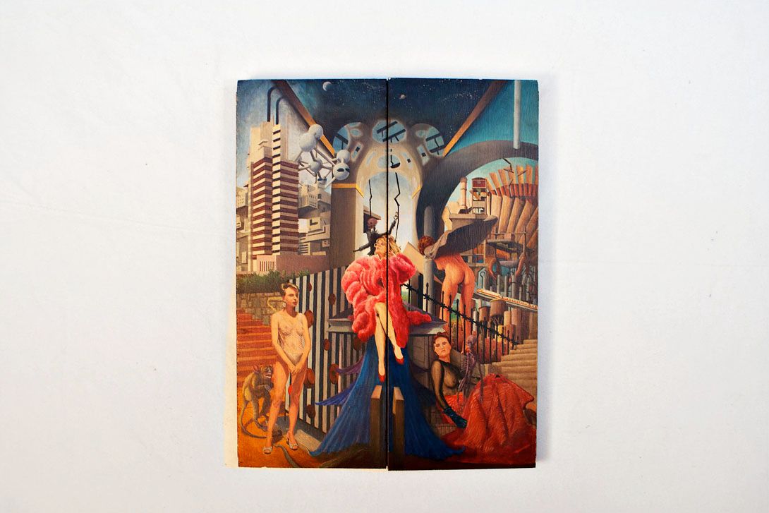 Foto Surrealist Triptych Oil Painting h65x100 21E10