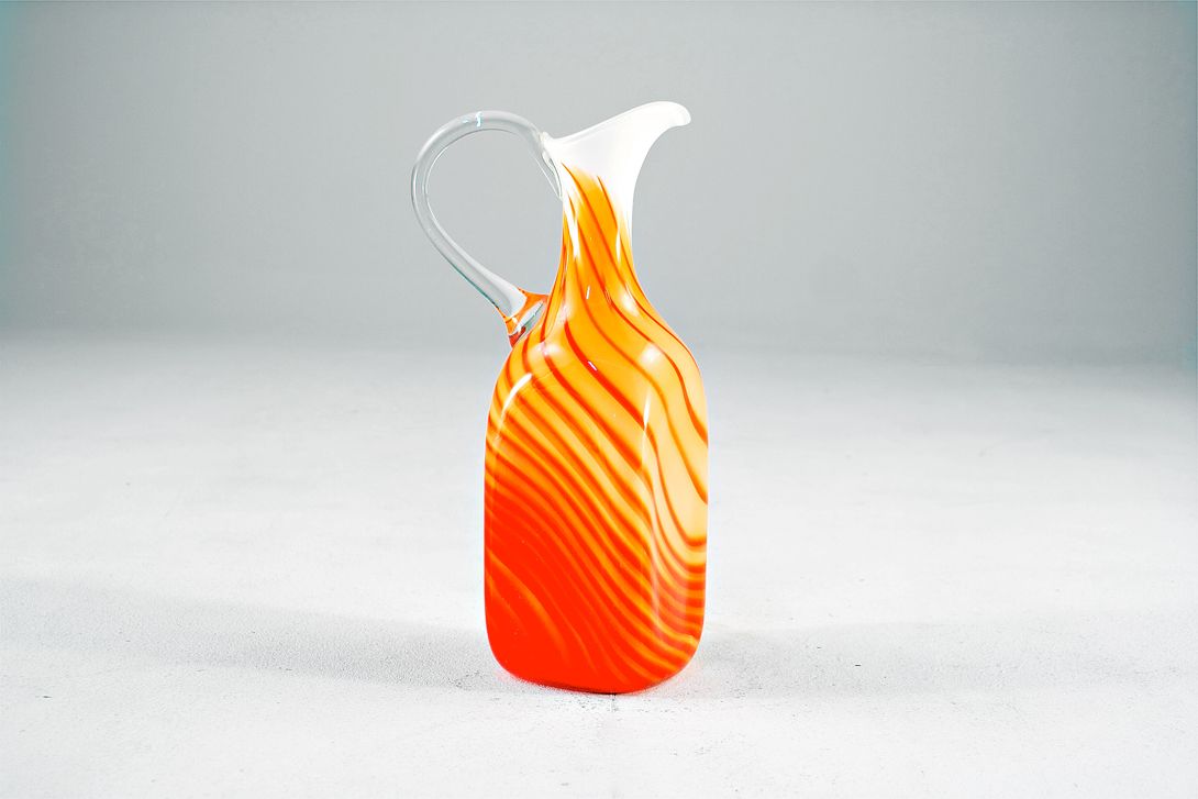 Foto Orange Murano Glass Jug Vase h34