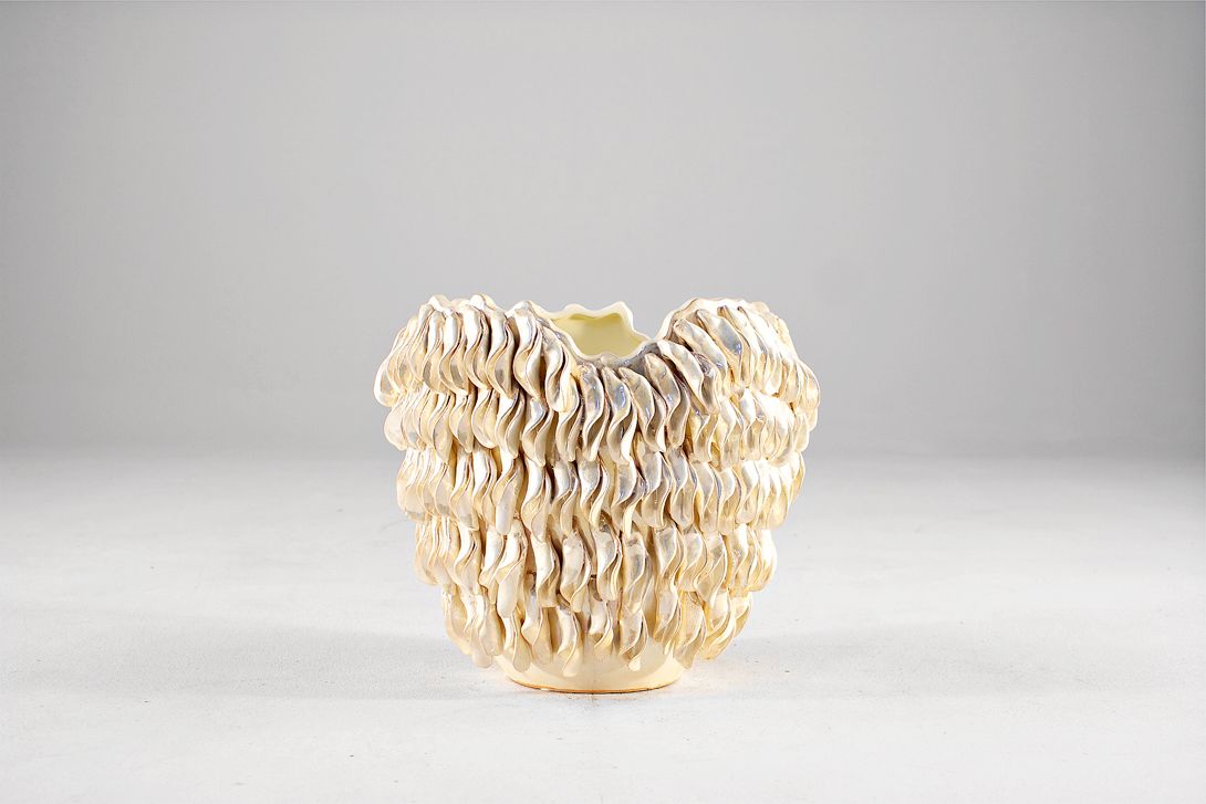 Foto Unique Nacre Colored Ceramic Vase France 1966 h30 C6