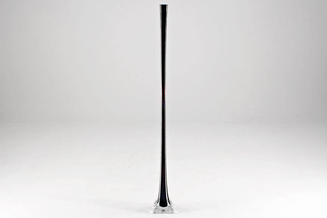 Foto High Black Slim Glass Floor Vase with Edge Foot h120