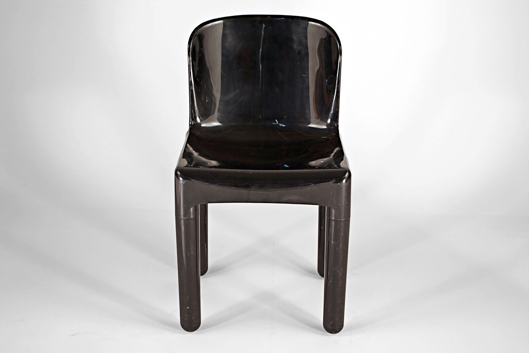 Foto Glossy Black Plastic Chair, Collezioni Longato, Italy 1970