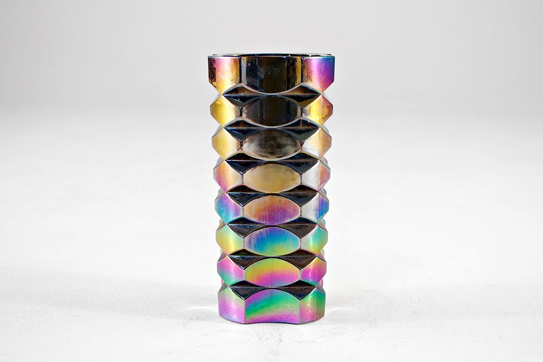 Foto Glass Table Vase Rainbow Metallic Decor 1967 h27