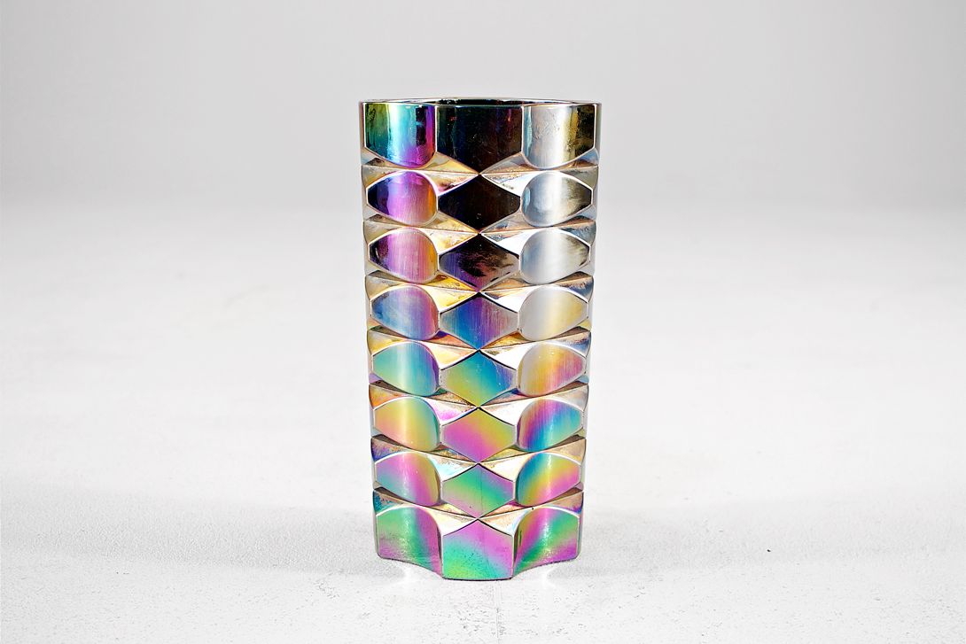 Foto Glass Table Vase Rainbow Metallic Decor 1967 h27