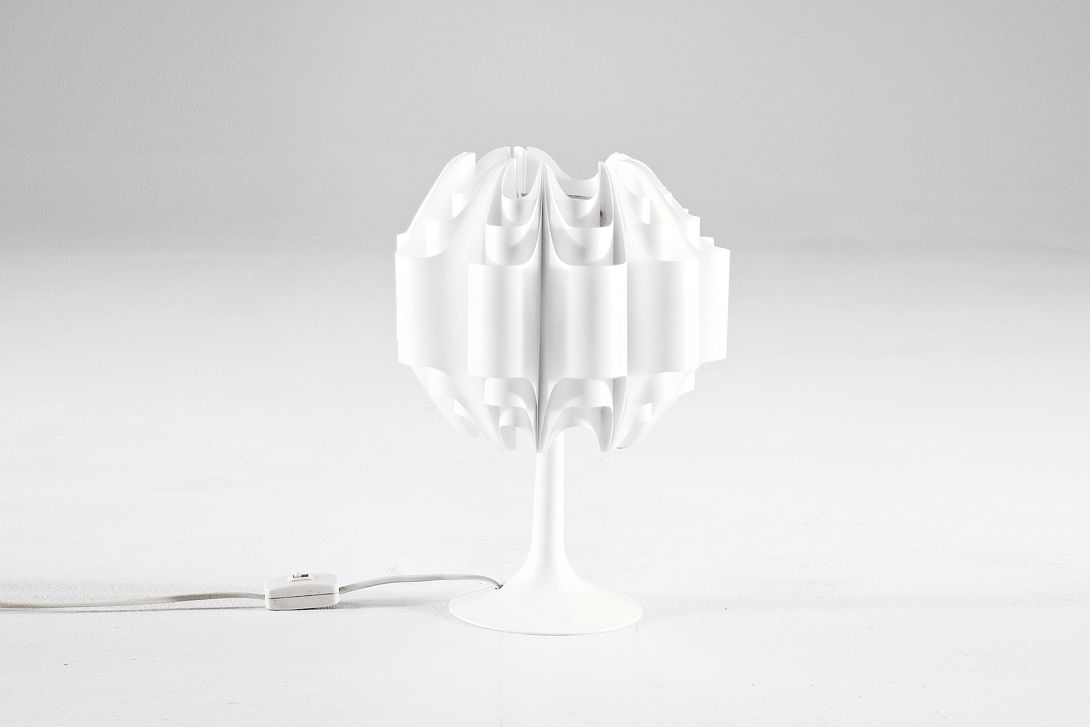 Foto White Plastic OP Art Desk Lamp 1970 h53