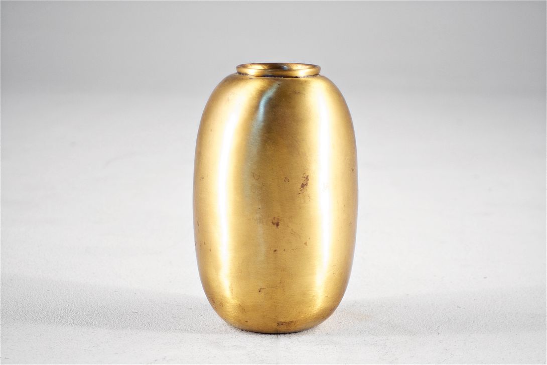 Foto Big Brass Table Vase, Plain Convex Shape h21, Vintage Look