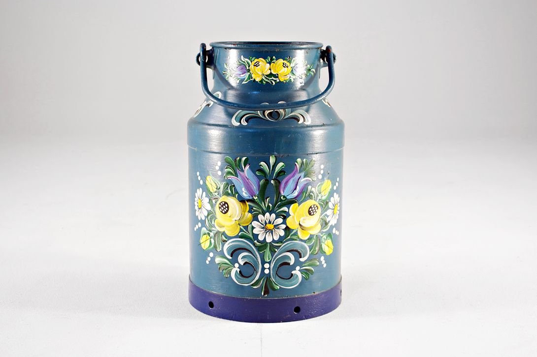 Foto Blue Bavarian Metal Milk Chum Flower Decor h47