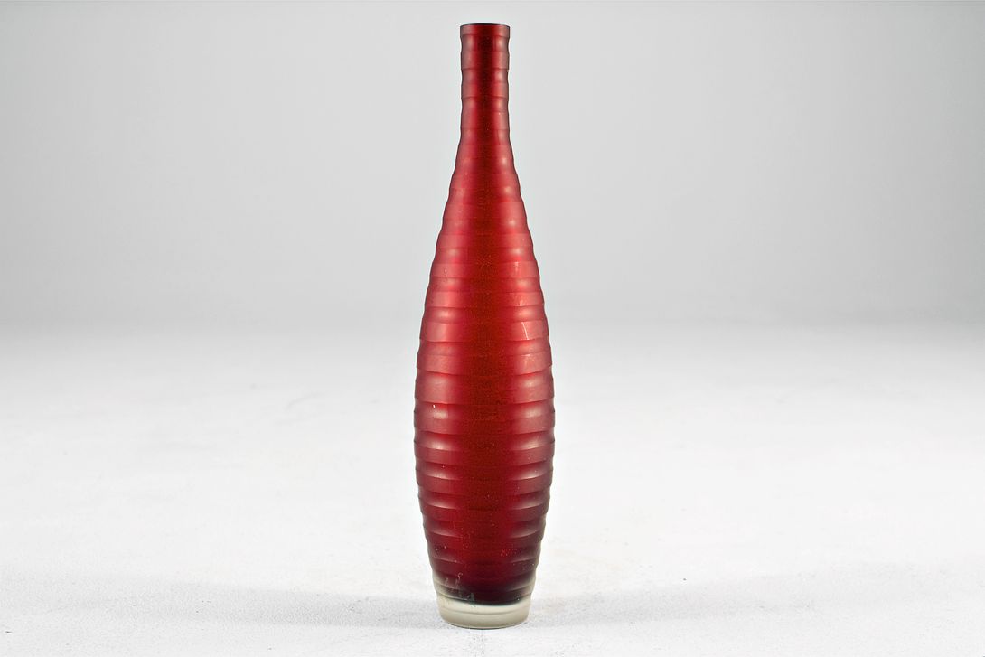 Foto Matte Red Glass Vase, Armadillo Style h40