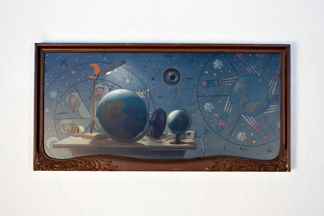 Foto Oil Painting Still Life Globes and the Night Sky h42x85 28C9