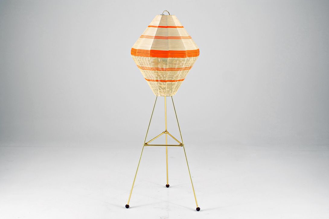 Foto Tripod Floor Lamp With Plaited Shade 1963 h110 F3