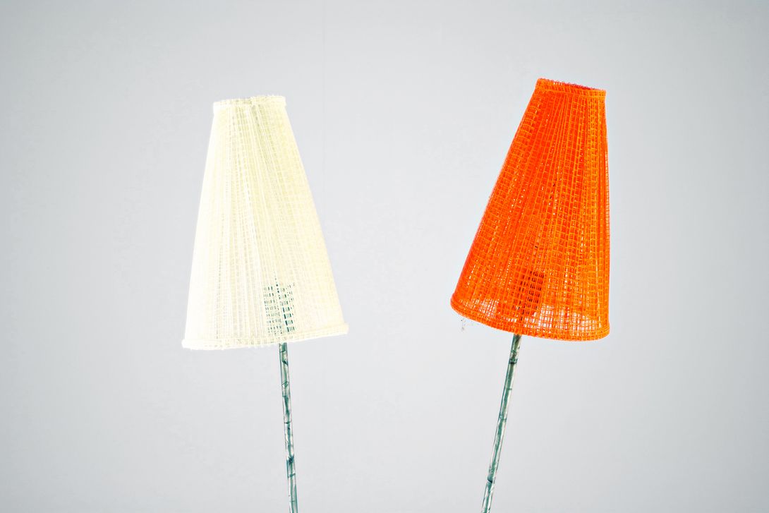 Foto Psychedelic Floor Lamp Two Cone Shades 1958 h145