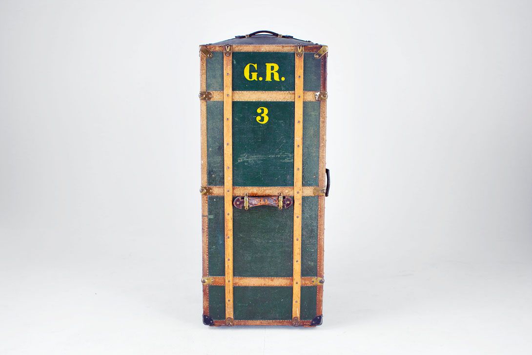 Foto Antique Steamer Trunk Green 1886 h135x58x56