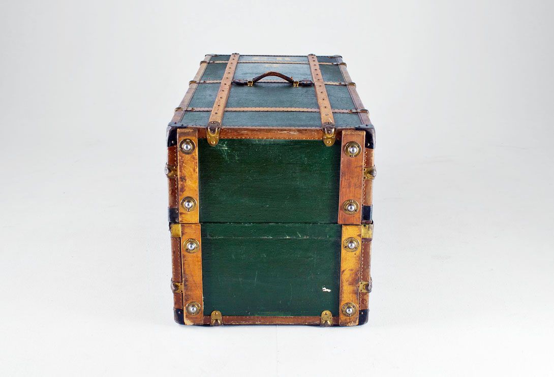 Foto Antique Steamer Trunk Green 1886 h135x58x56