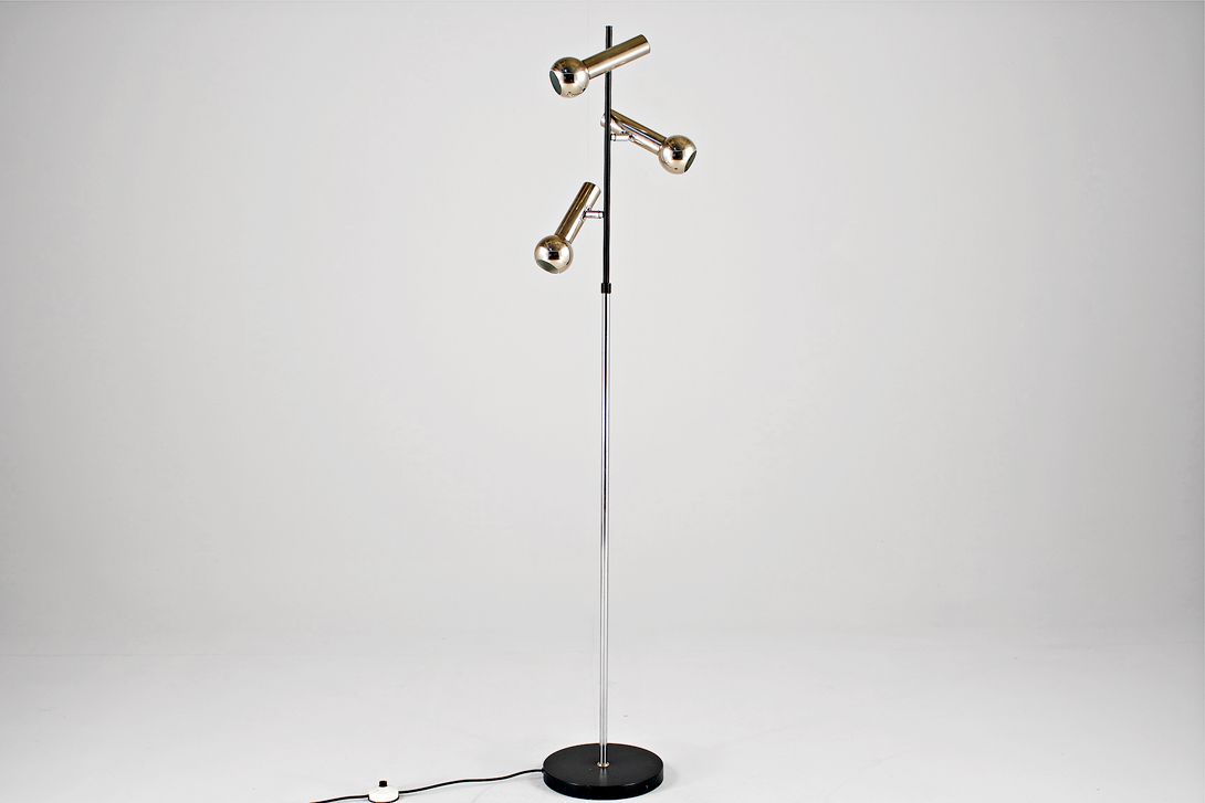Foto Floor Lamp Nickel-plated with Three Spots 1964 h150 C1+