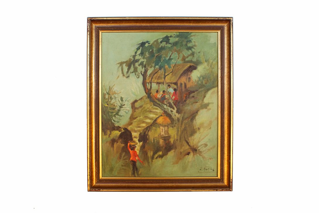 Foto Oil Painting Asian Village Life h60x50 27E6