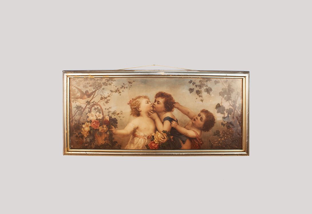 Foto Print of Antique Putti Painting h44x94 35A1