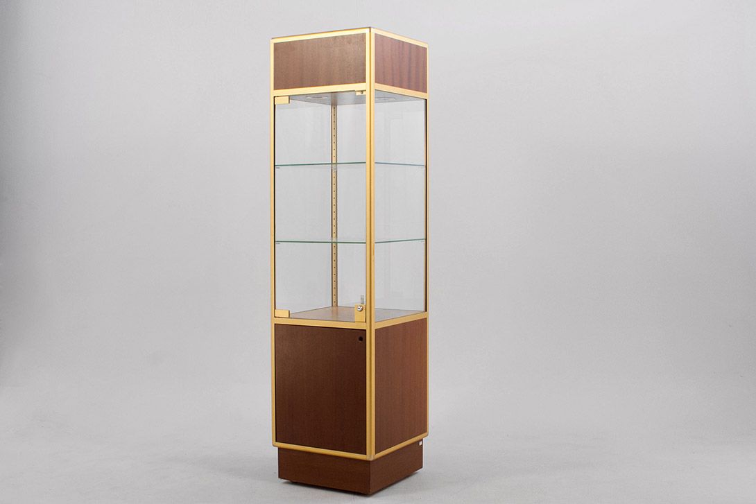 Foto Brass Anodiced Wooden Covered Showcase 1970 h190x50x50