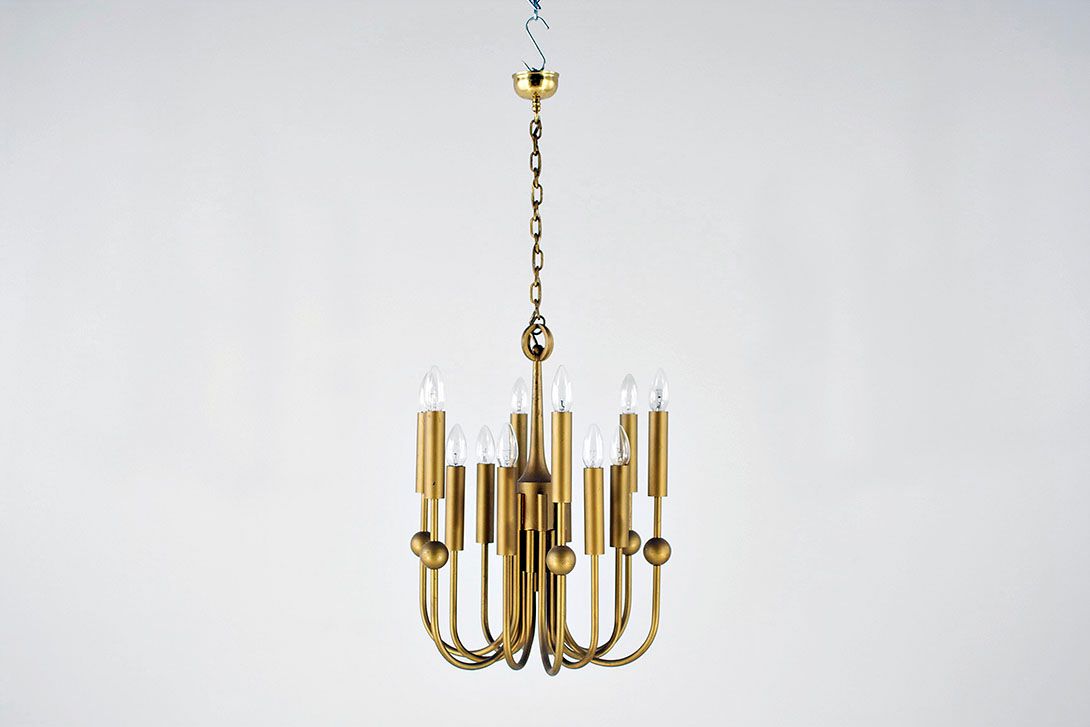 Foto Massive Brass Chandelier Historism 1925 ø45