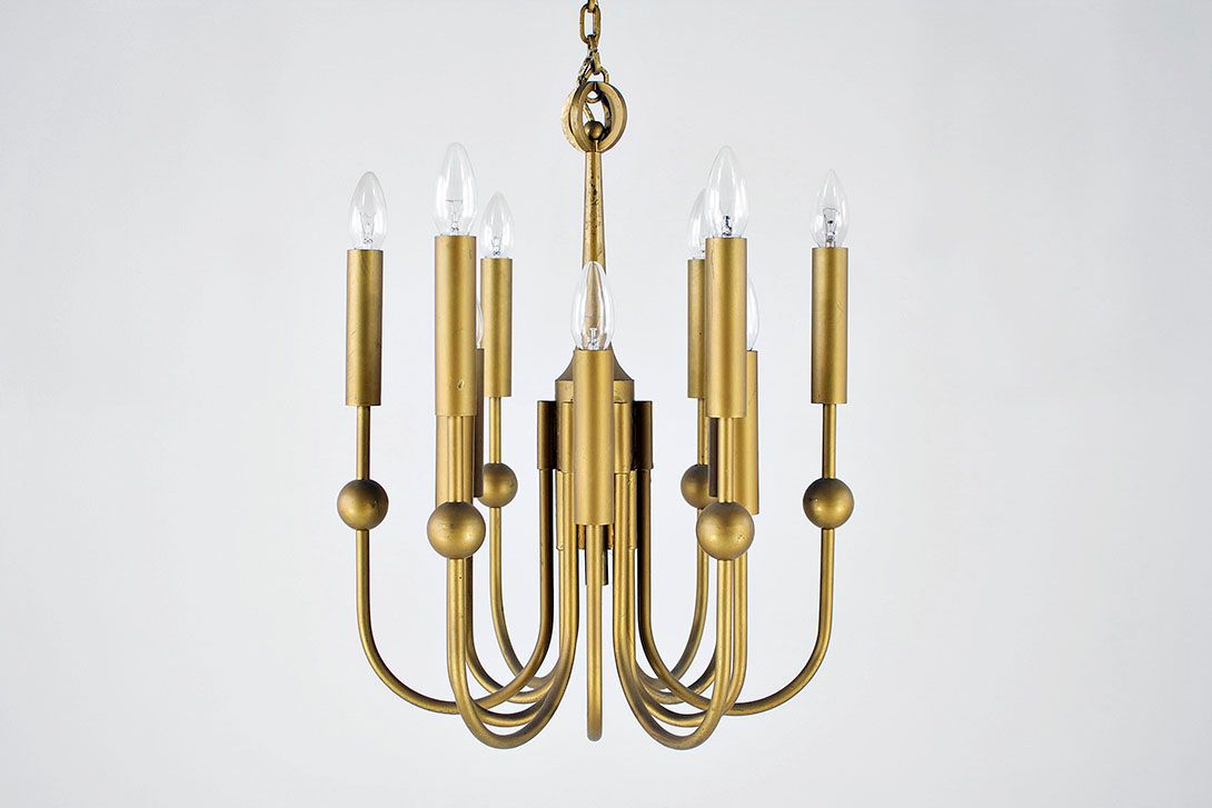 Foto Massive Brass Chandelier Historism 1925 ø45