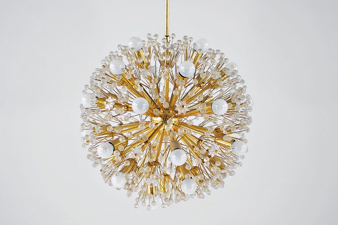 Foto Large Emil Stejnar Snowball Sputnik Lamp Space Age 1960 ø65