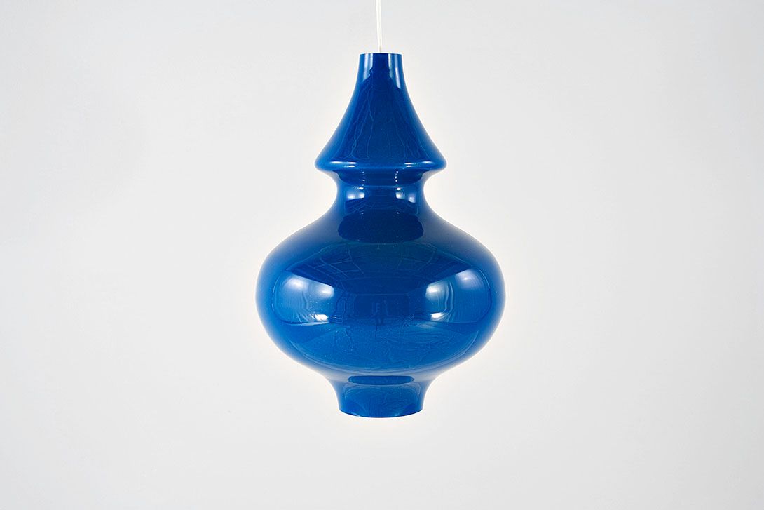 Foto Pendant Lamp Blue Glass Cologne 1970 ø38