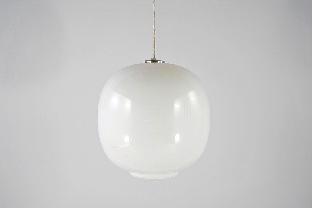 Foto White Round Glass Pendant Light ø39