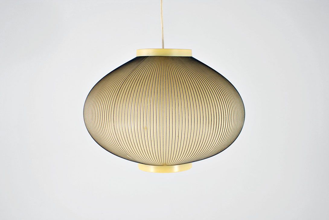 Foto Pendant Lamp White/Black Plissee 1956 ø44