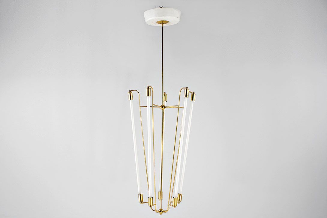 Foto Amazing Neon Chandelier Brass Bavaria 1955 h200