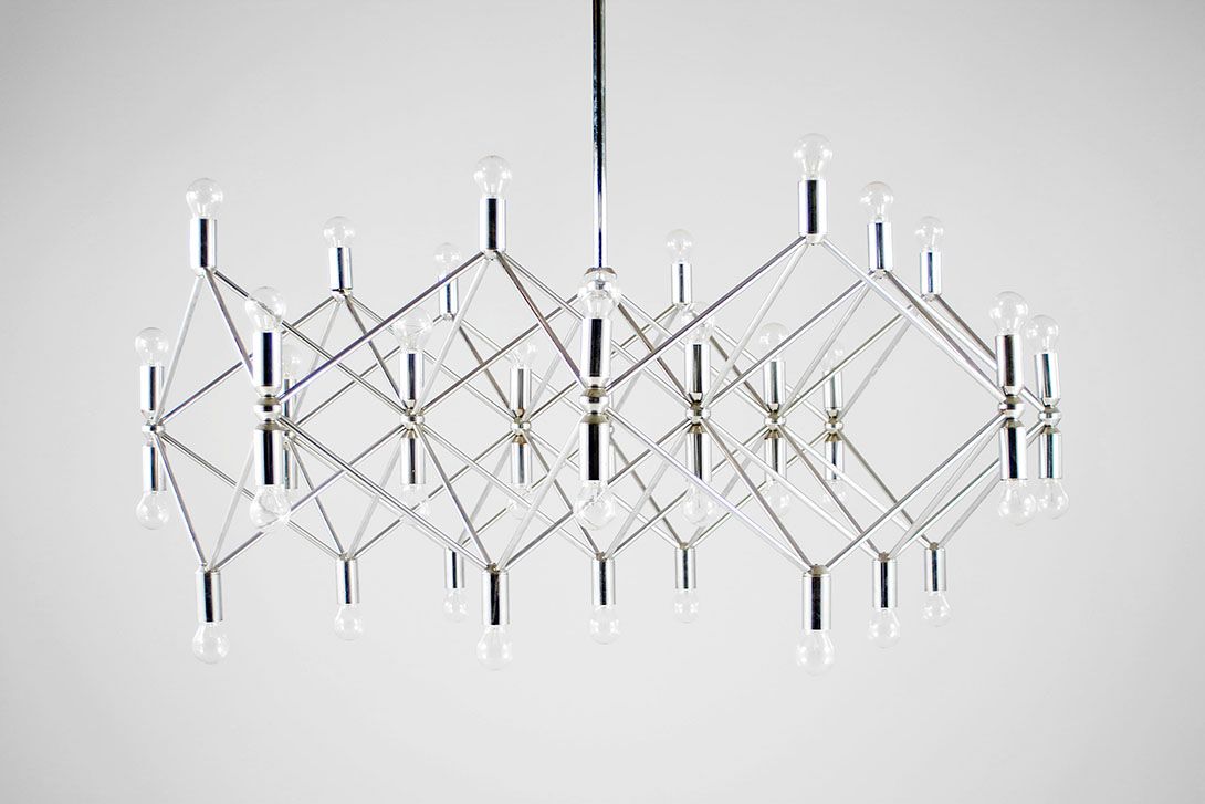 Foto Huge Chandelier Chrome Matrix Space Age ø146