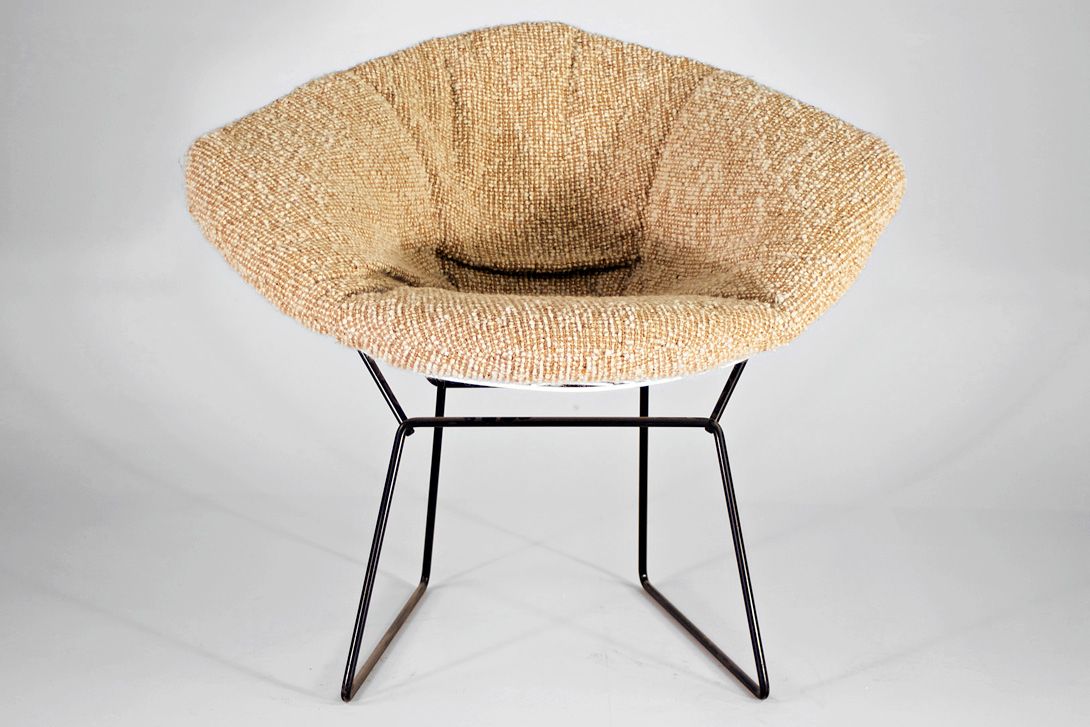Foto Little Diamond Chair Harry Bertoia with Original Beige Upholstery 1965