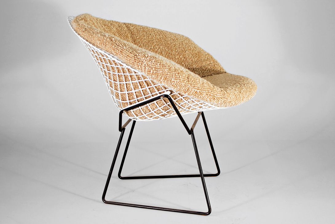 Foto Little Diamond Chair Harry Bertoia with Original Beige Upholstery 1965