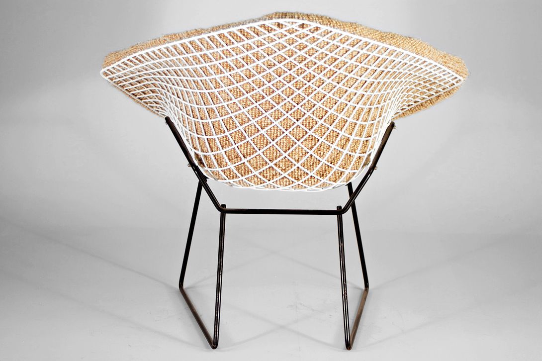 Foto Little Diamond Chair Harry Bertoia with Original Beige Upholstery 1965