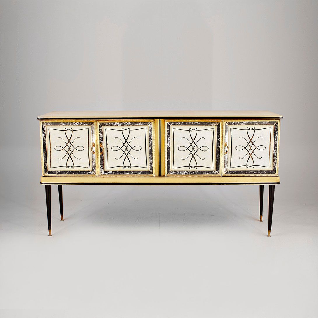 Foto Mascagni Italian Leather and Glass Sideboard 1954 w183