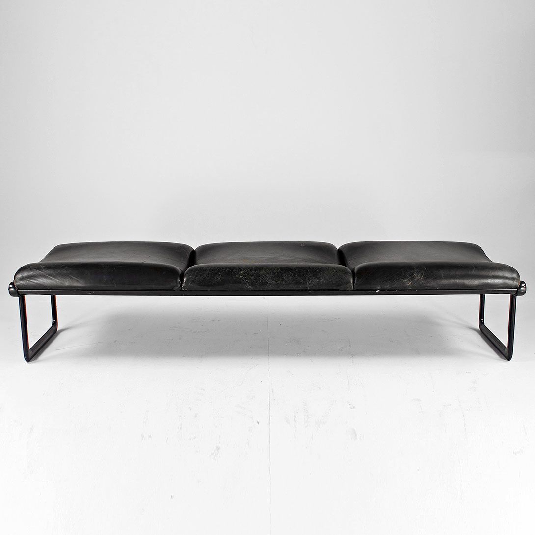 Foto Knoll Bench Hannah Morrison Vintage Black Leather h42x205x64
