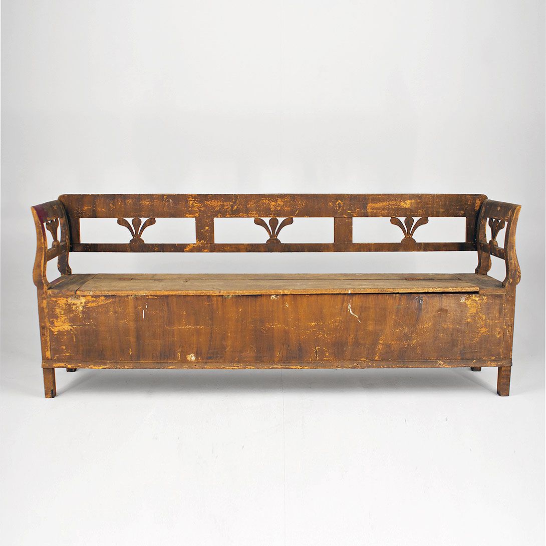 Foto Antique Wooden Kitchen Bench Bohemian Countryside