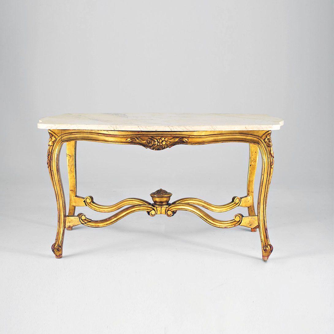 Foto Baroque Coffee Table Gold with Painted Marble Top h53x100x64