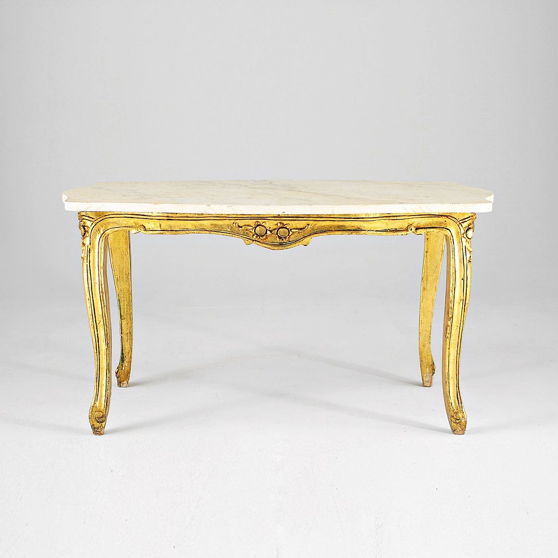 Foto Gold Baroque Coffee Table with Painted Marble Top h50x97x62