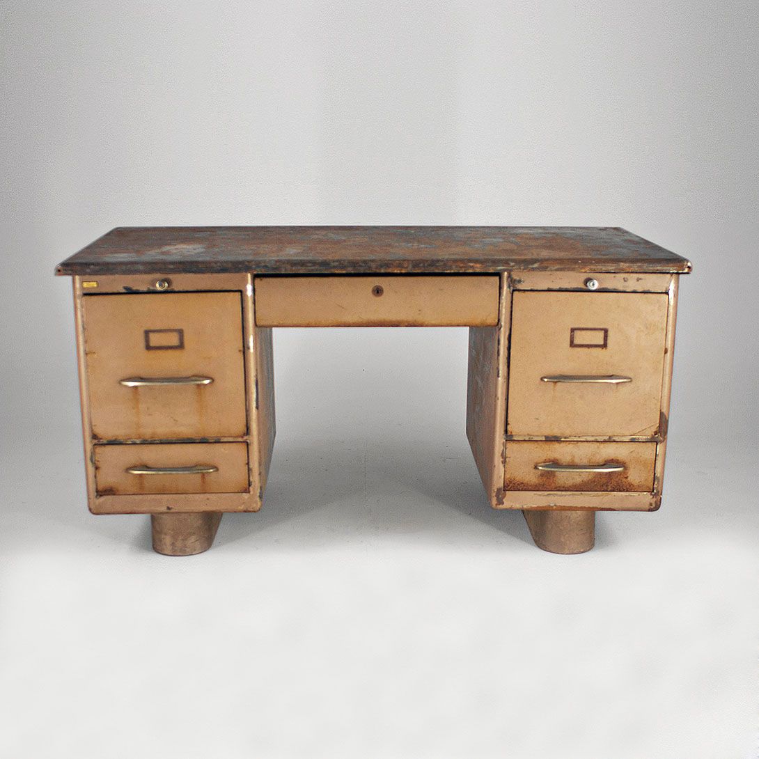 Foto Very Old Army Metal Desk 1950 h80x155x78