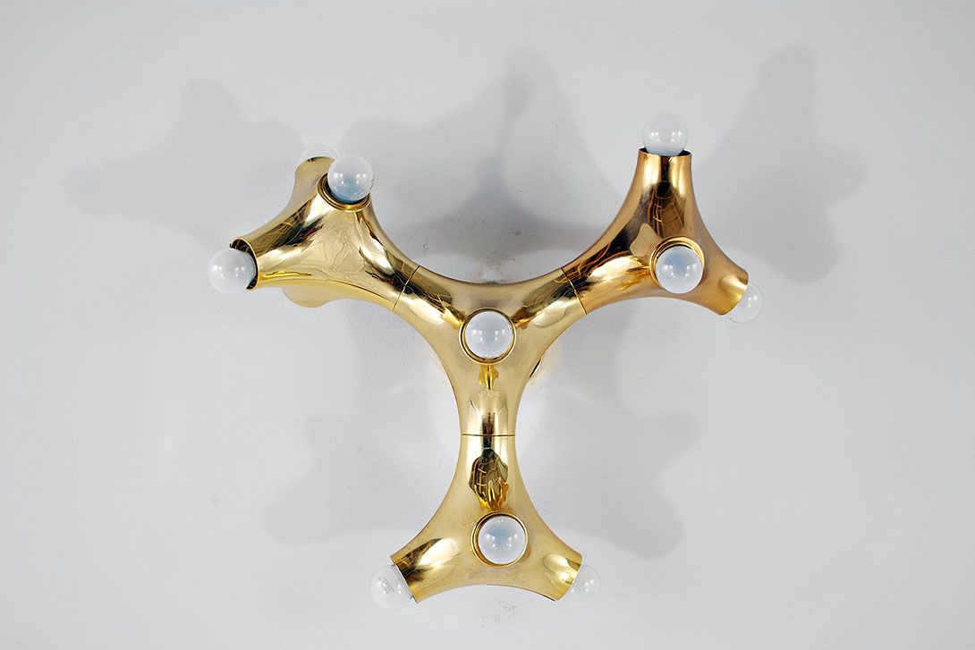 Foto Golden Wall Sconce with 10 Bulbs Cosack Germany 1970 ø52