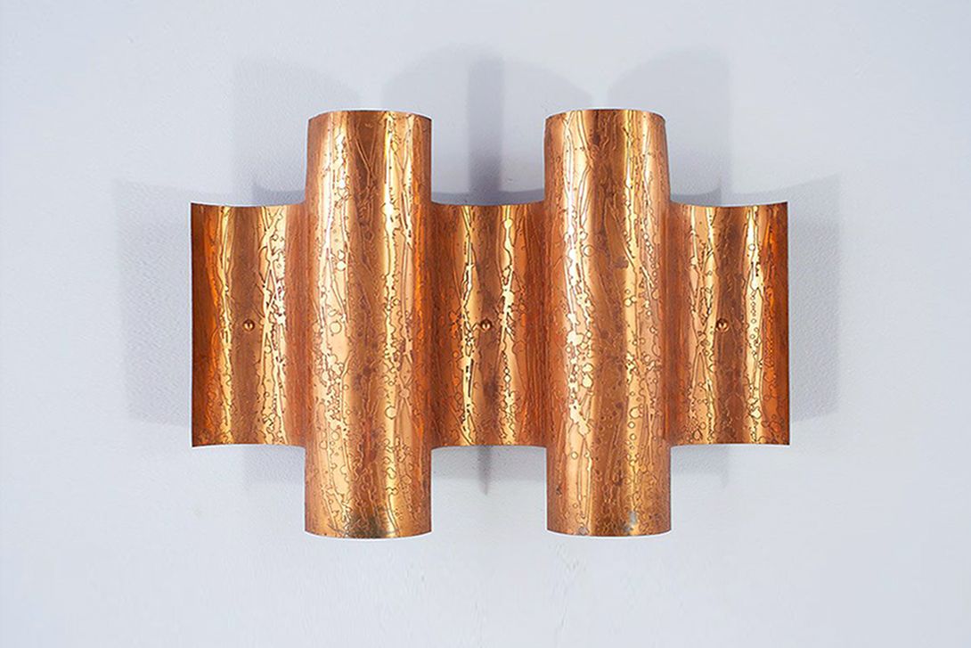Foto Wall Lamp Copper Wave Germany 1960 h40