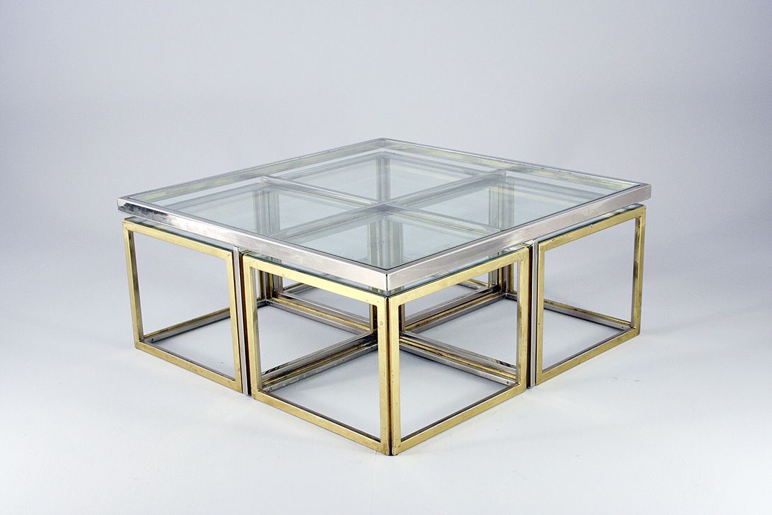 Foto Maison Charles Coffee Table and Side Tables Silver h45x104x104 //