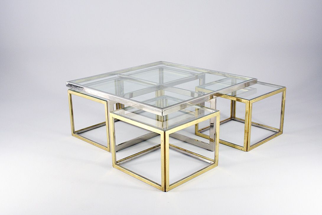Foto Maison Charles Coffee Table and Side Tables Silver h45x104x104 //