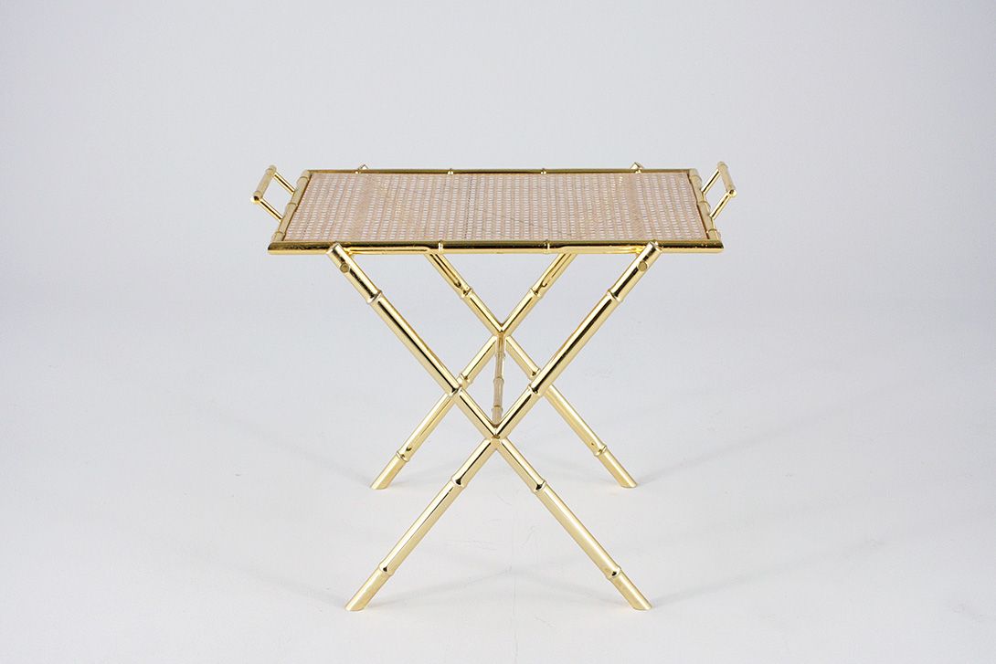 Foto Maison Bagues Style Tray Table Brass Bamboo 1964 h52x65x45