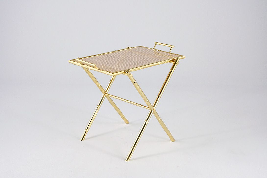 Foto Maison Bagues Style Tray Table Brass Bamboo 1964 h52x65x45