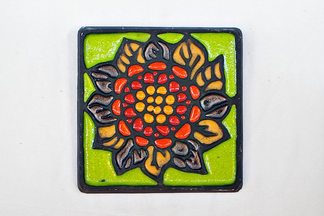 Foto Ceramic Painting Sunflower GDR 1970 23A13