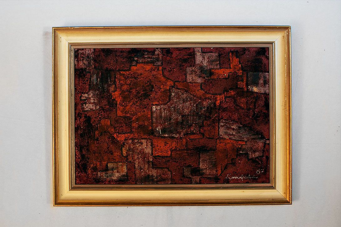 Foto Red Abstract Oil Painting 1967 h58x77 30A13