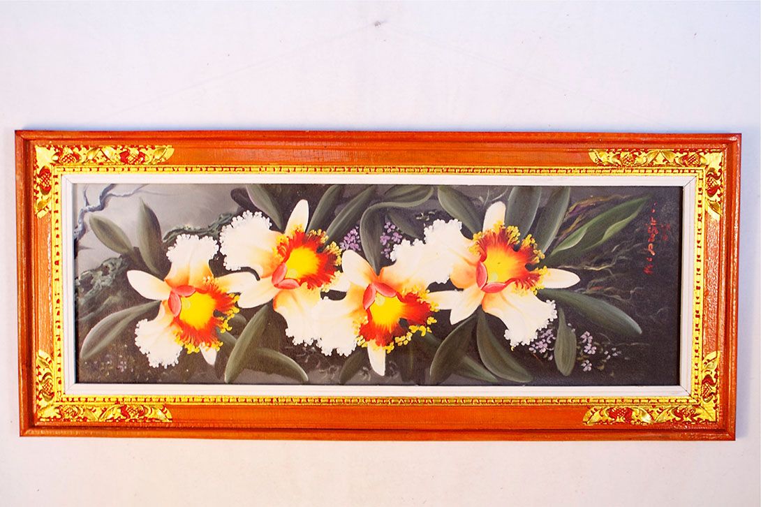 Foto Chinese Picture Grey with Colored Flowers h45x105 12C5