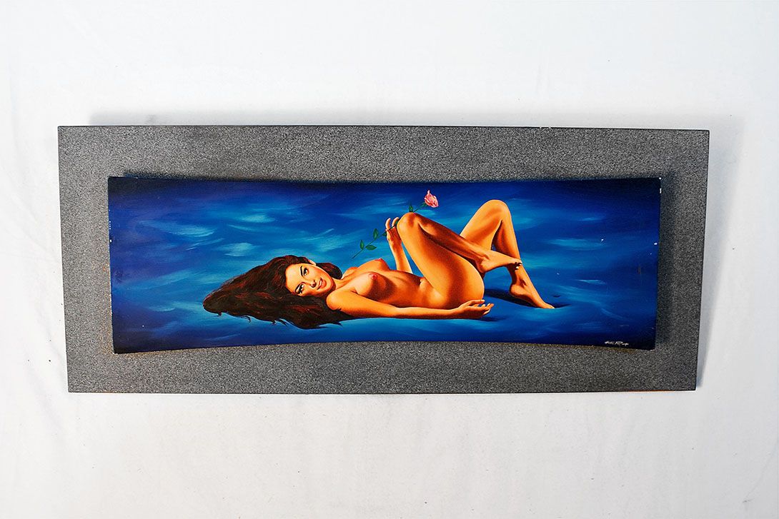 Foto Oil Painting Lying Pinup with Blue Background h50x120 32A11