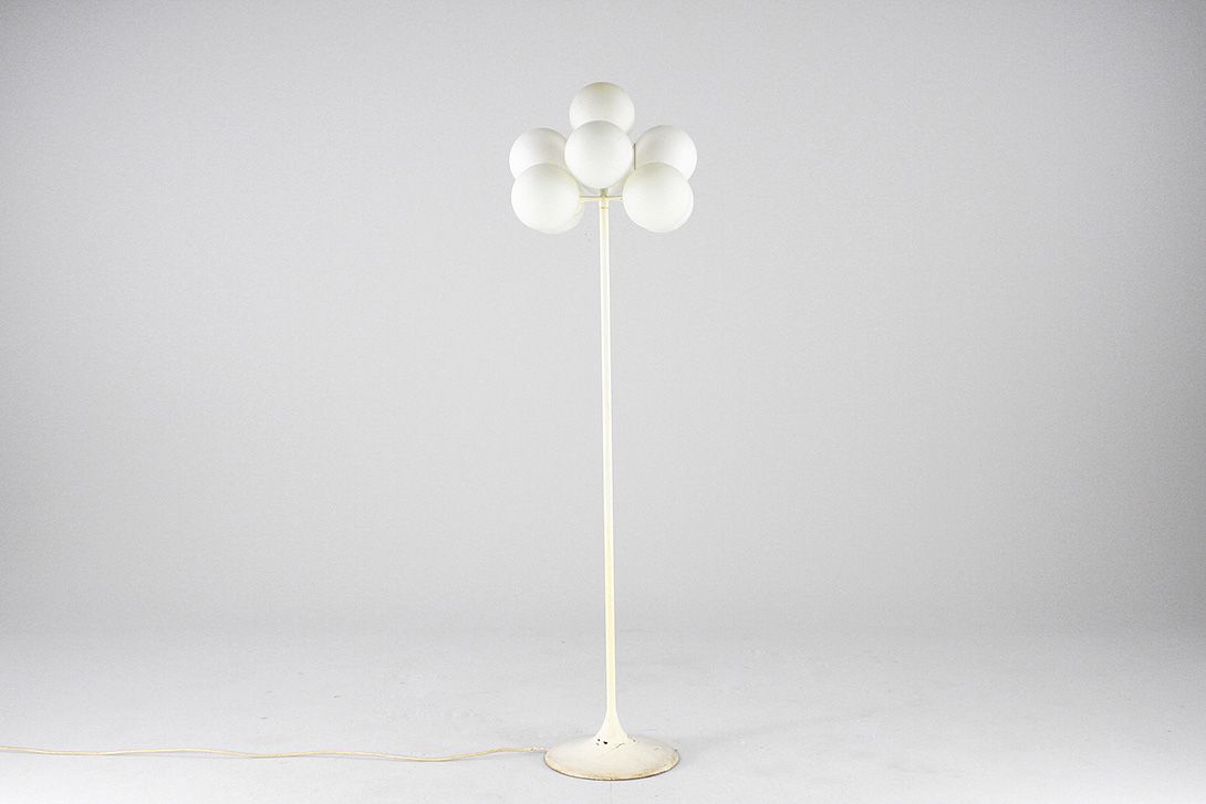 Foto White Floor Lamp with Glass Bulbs 1970 h160 A1