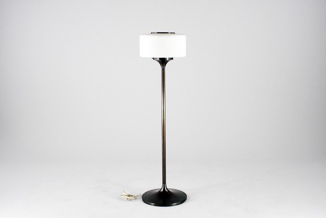 Foto Nickel Plated Floor Lamp with Frosted Glass Top Germany 1969 h130 A1
